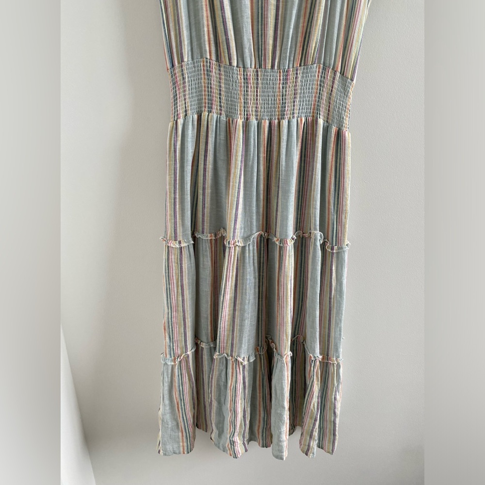 Rails Amellia Sag Harbour Stripe Linen Blend Tiered Midi Dress Size XS - Picture 11 of 11